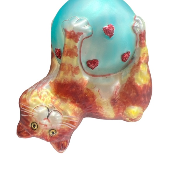 Vintage Glass Blown Upside down Cat Kitten Christmas Ornament - Picture 3 of 4